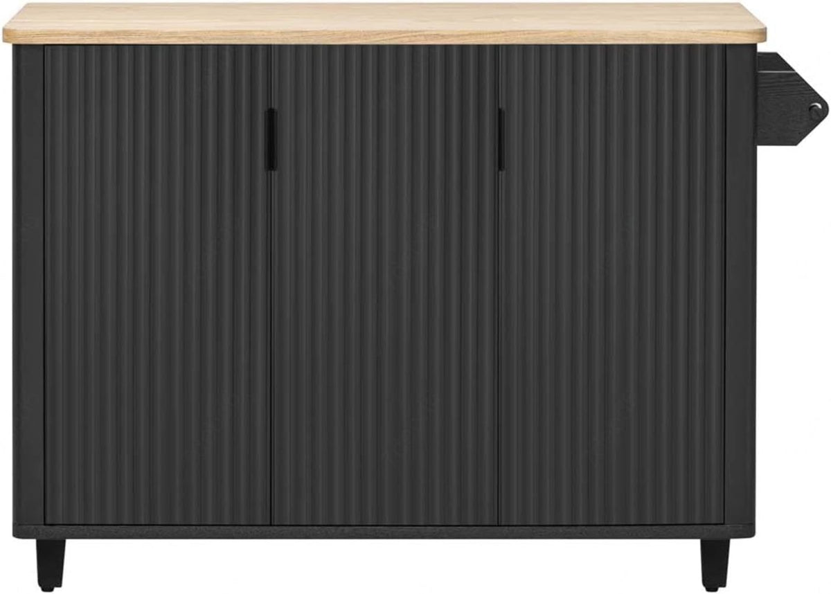 Kitchen Table with Storage with Drop Leaf Internal Storage Rack, Wood Kitchen Island with Wheels Towel Rack, for Kitchen, Dining Room, Black