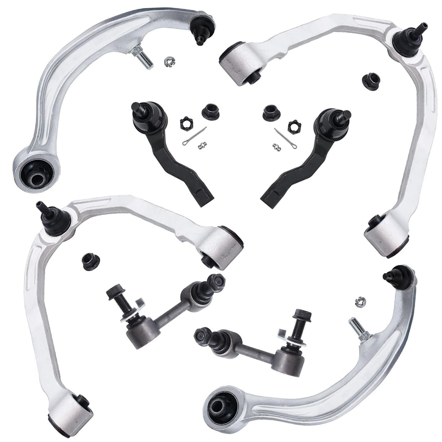 Detroit Axle - 8pc Front End Suspension Kit for 03-07 Infiniti G35, 03-09 Nissan 350Z, 4 Lower Rearward & Upper Control Arms 2 O