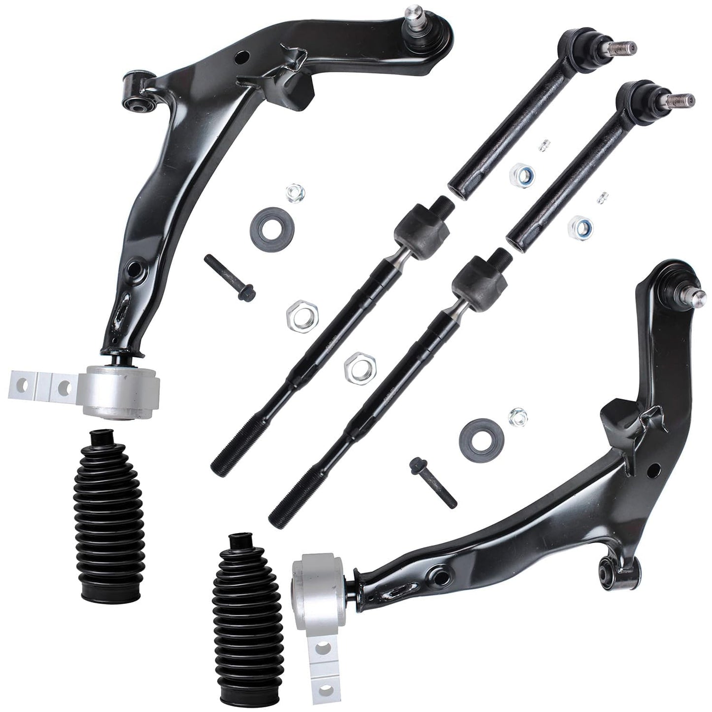 Detroit Axle - 8pc Front End Control Arms Kit for 2003-2004 Nissan Murano, 2 Lower Control Arms w/Ball Joint 4 Tie Rod Ends 2 Bo