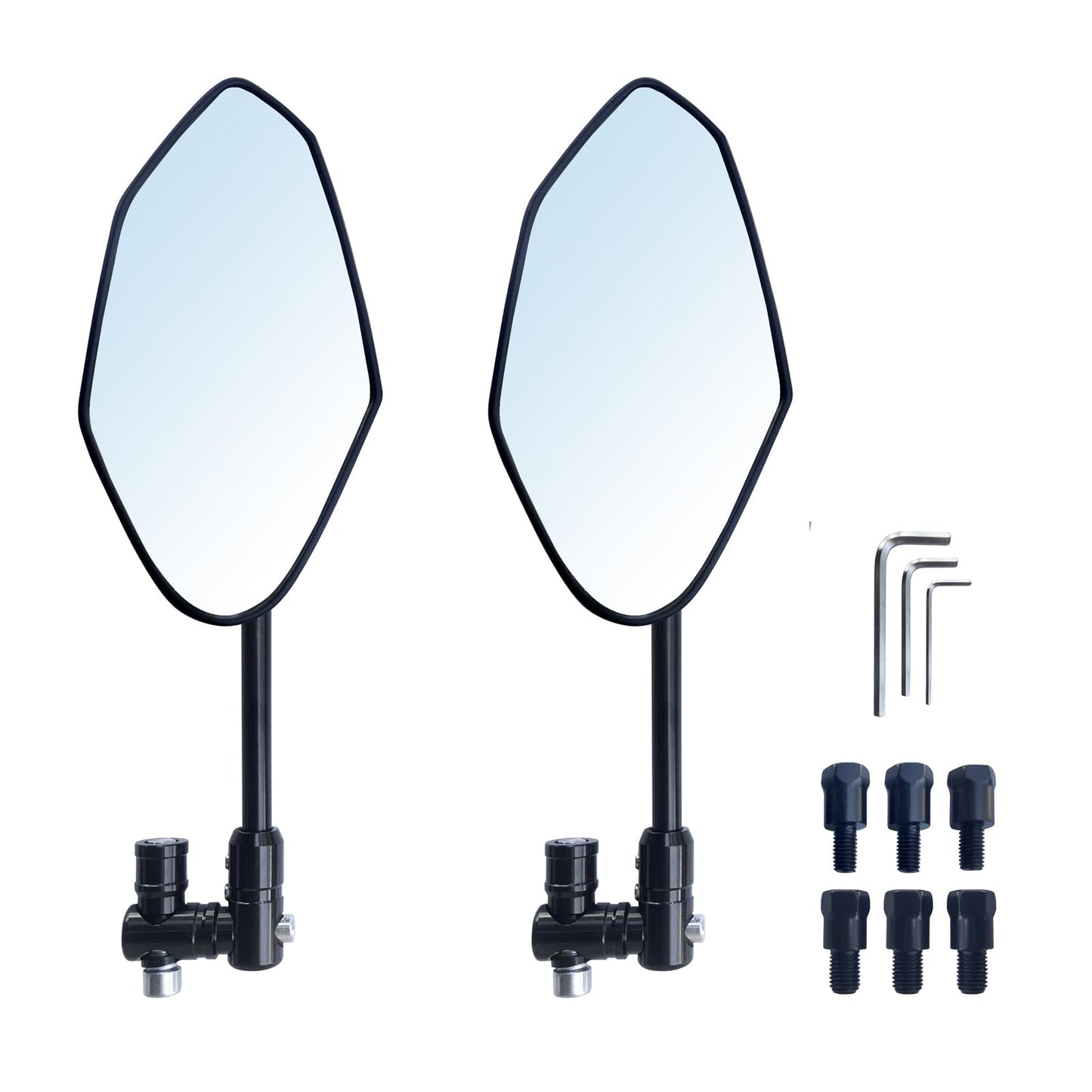 MAMIKO Universal Motorcycle Mirrors, Convex Handlebar Rearview Side Mirror with M8 M10 Heightening Bolt, Compatible with Bike, S