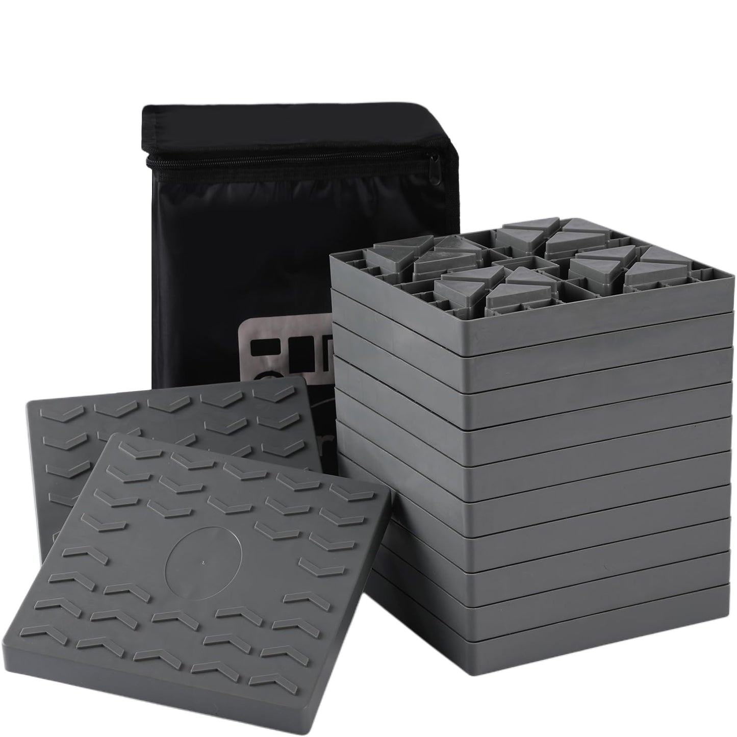 Keltrion 12 Packs Camper/RV Leveling Blocks Suitable for 4 Wheels Interlocking and Anti-Slip Design with Carrying Bag Heavy-Duty