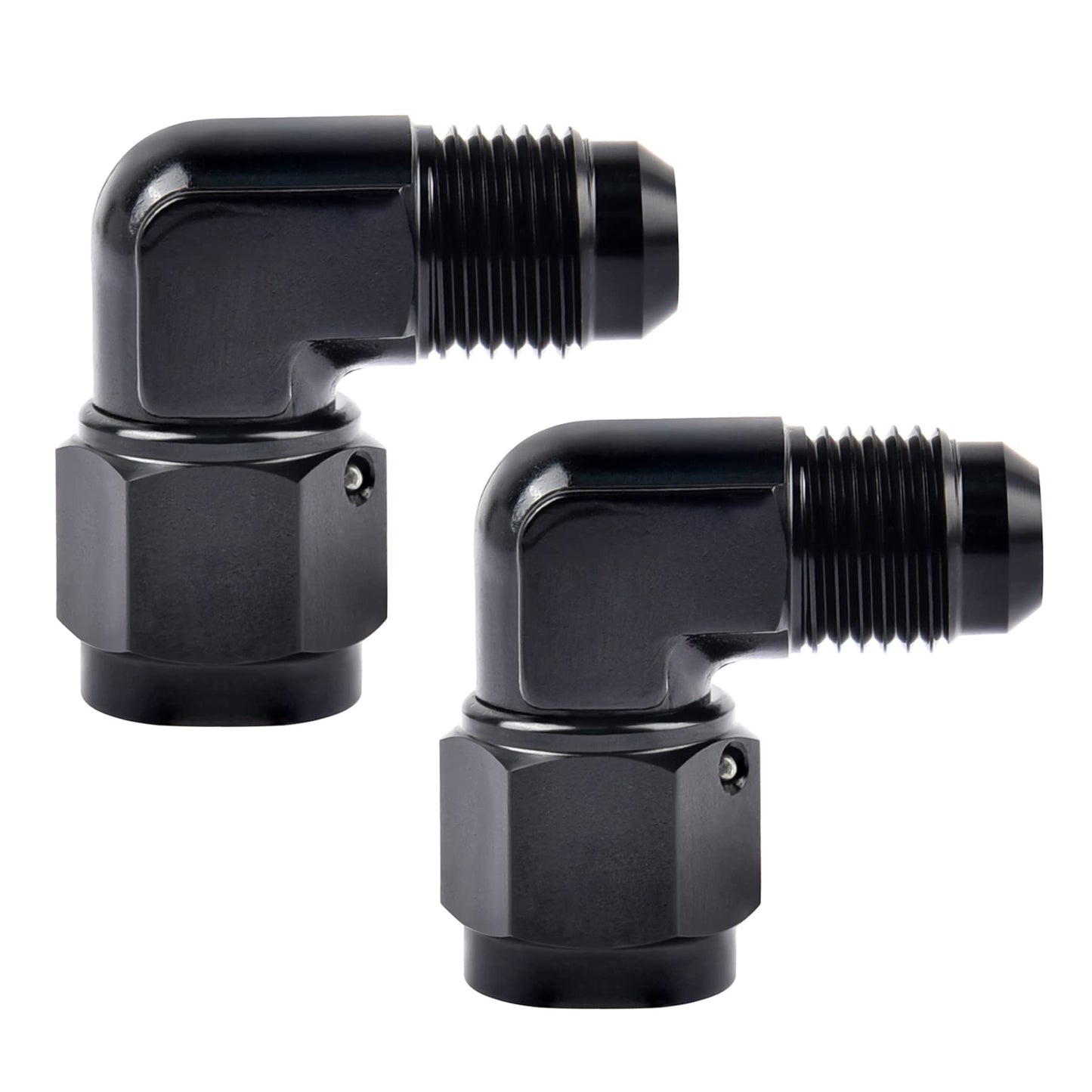EVIL ENERGY 8AN Female to AN8 Male Flare 90 Degree Swivel Fitting Adapter Aluminium Black 2PCS