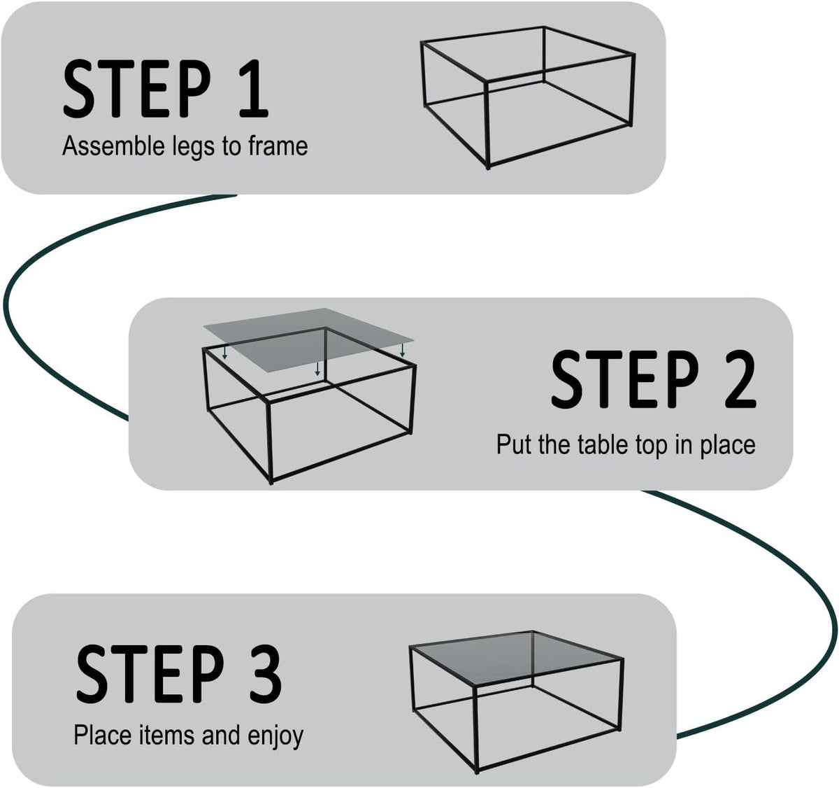 Glass Coffee Tables for Living Room Square Modern Center Table for Small Space,Tempered Glass-top with Sturdy Metal Frame Sofa Side End Table, Easy Assembly,26.4 x 26.4 x 15.7 Inches, Gray Black