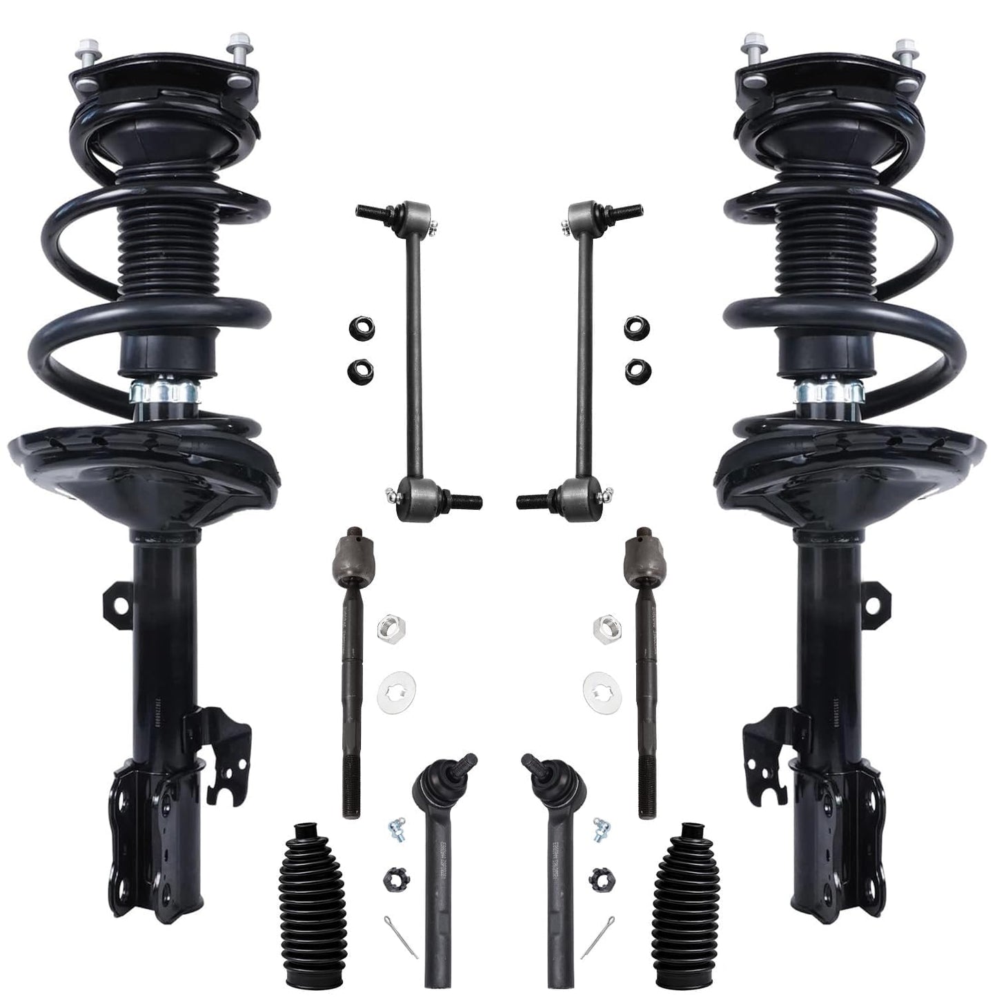 Detroit Axle - 10pc Front End Suspension Kit for 04-07 Toyota Highlander Lexus RX330, 07-09 RX350, 2 Complete Struts w/Coil Spri