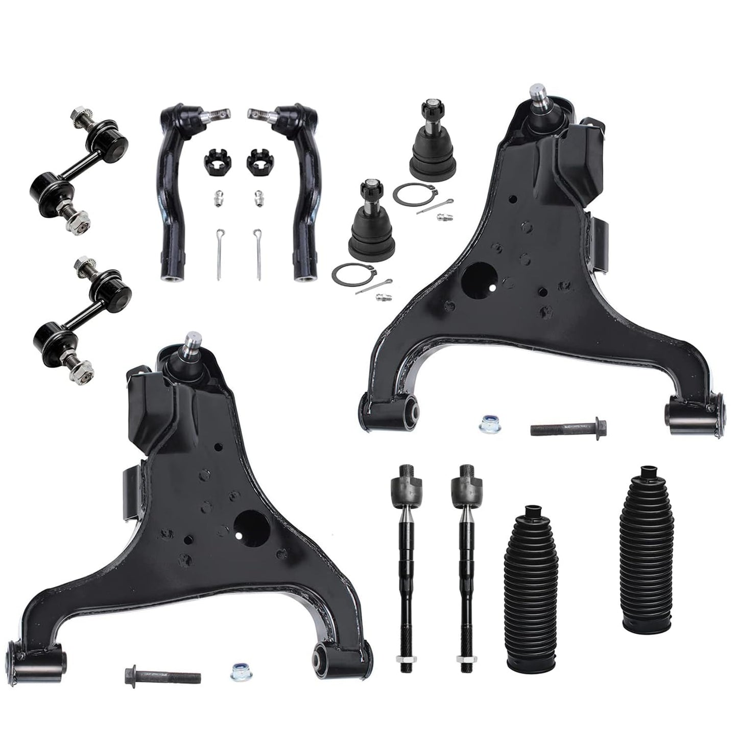 Detroit Axle - 12pc Front End Suspension Kit for 2004-2010 Infiniti QX56, 2004-2015 Nissan Titan Pathfinder Armada, Lower Contro