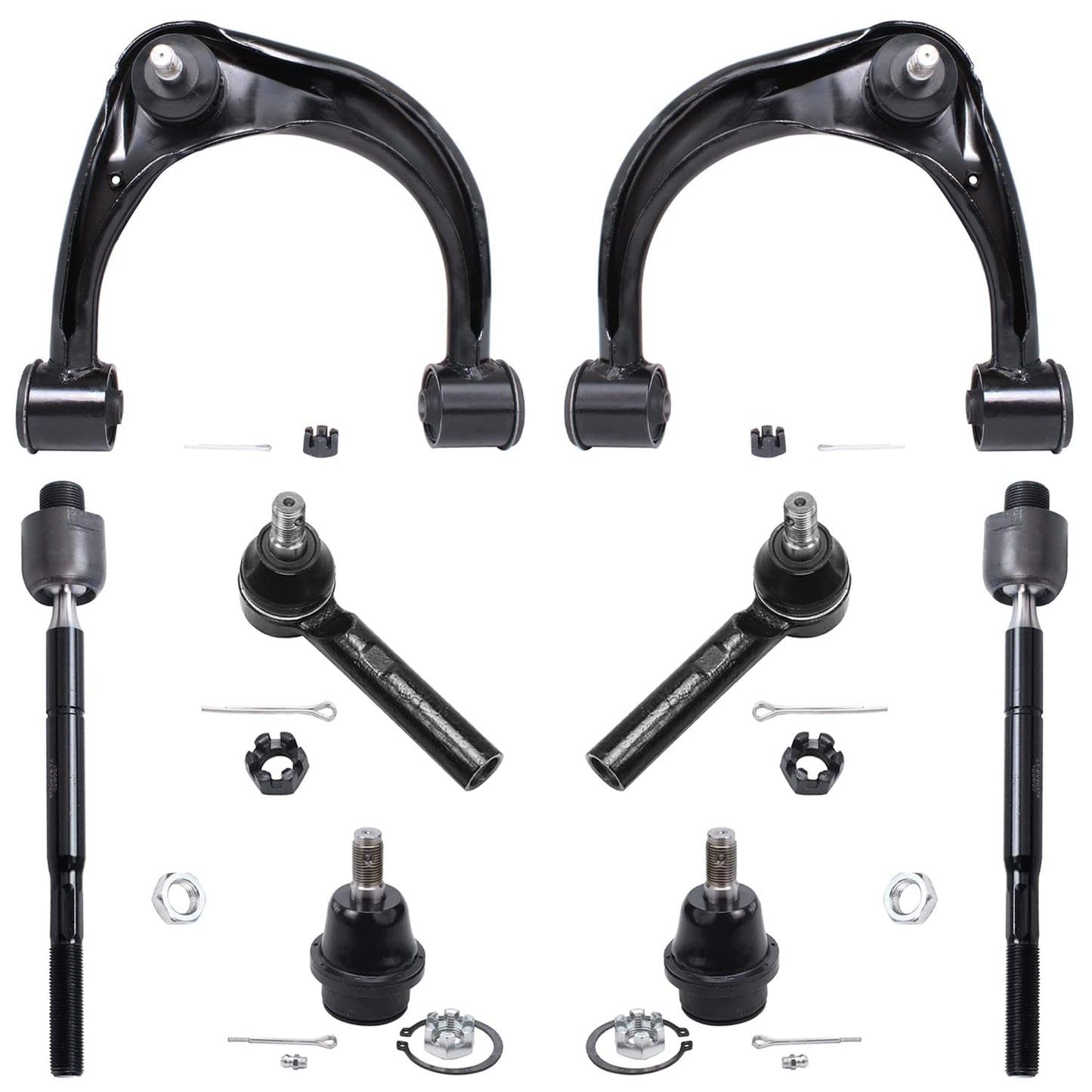 Detroit Axle - 8pc Front End Kit for 2003-2009 Toyota 4Runner FJ Cruiser Lexus GX470, 2 Upper Control Arms w/Ball Joints 4 Tie R