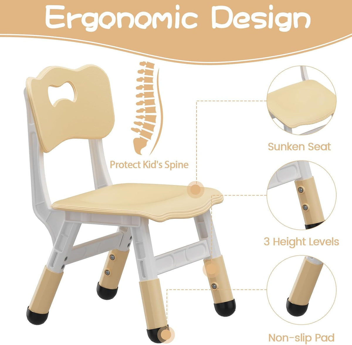 Jojoka Natural Wood Kids Table & 6 Chairs Set – with Storage Box | for ages 2-10, Built-in storage box, Graffiti desktop for creative play, Non-slip legs for safety.