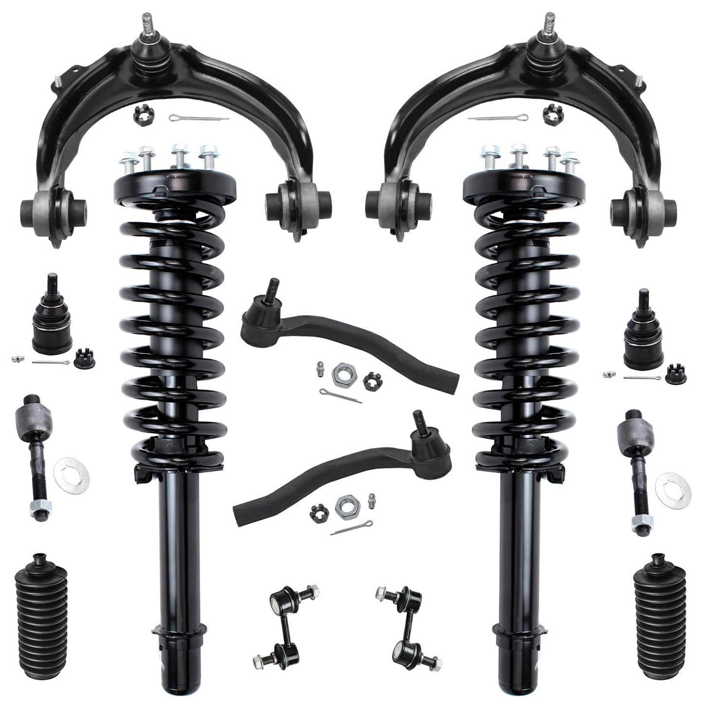 Detroit Axle - 2.4L Front End Suspension Kit for 03-07 Honda Accord, Upper Control Arms Tie Rods Sway Bars Struts Lower Ball Joi