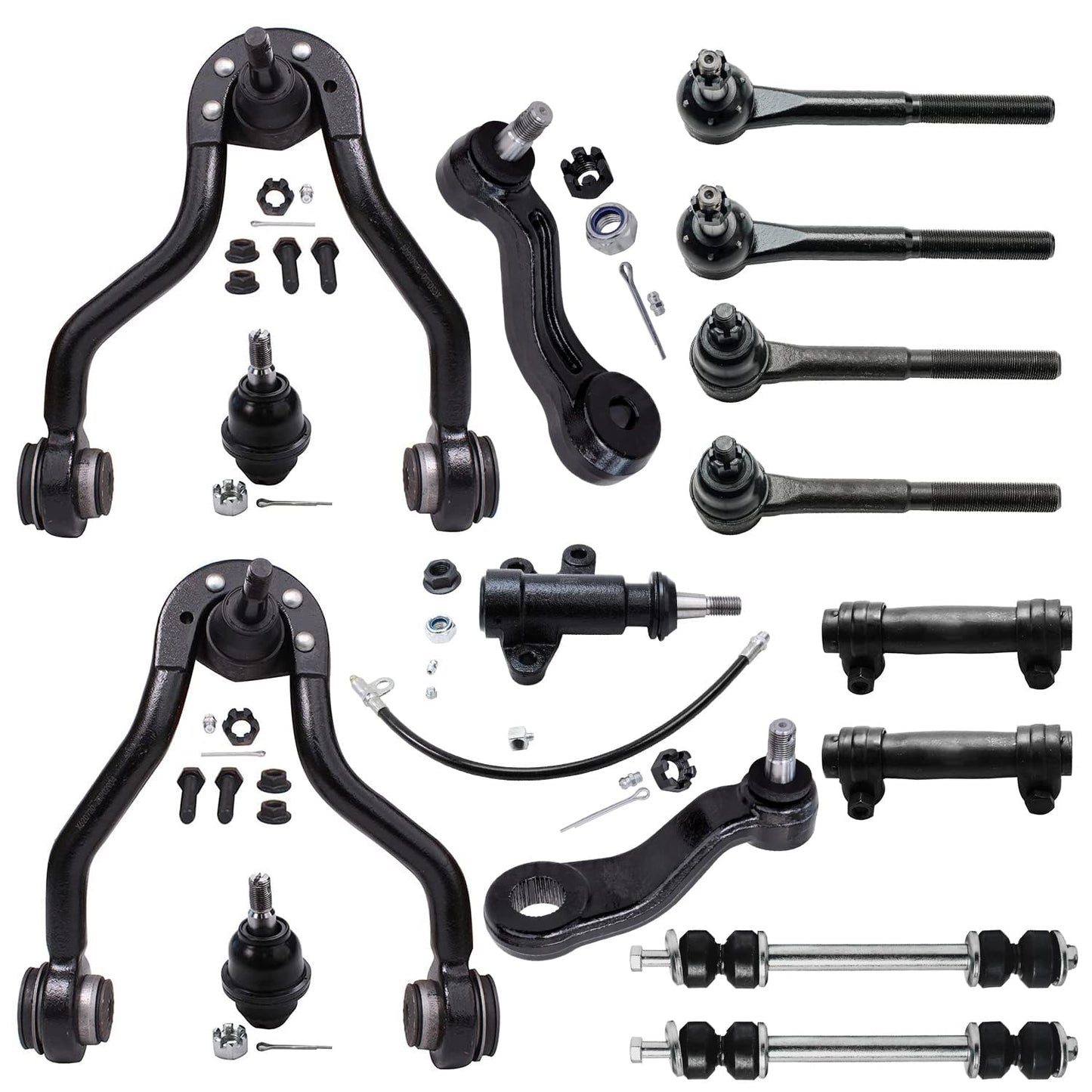 Detroit Axle - 15pc Front End Suspension Kit for 4WD GMC Chevy Tahoe Yukon K1500 K2500 Cadillac Escalade Upper Control Arms Sway