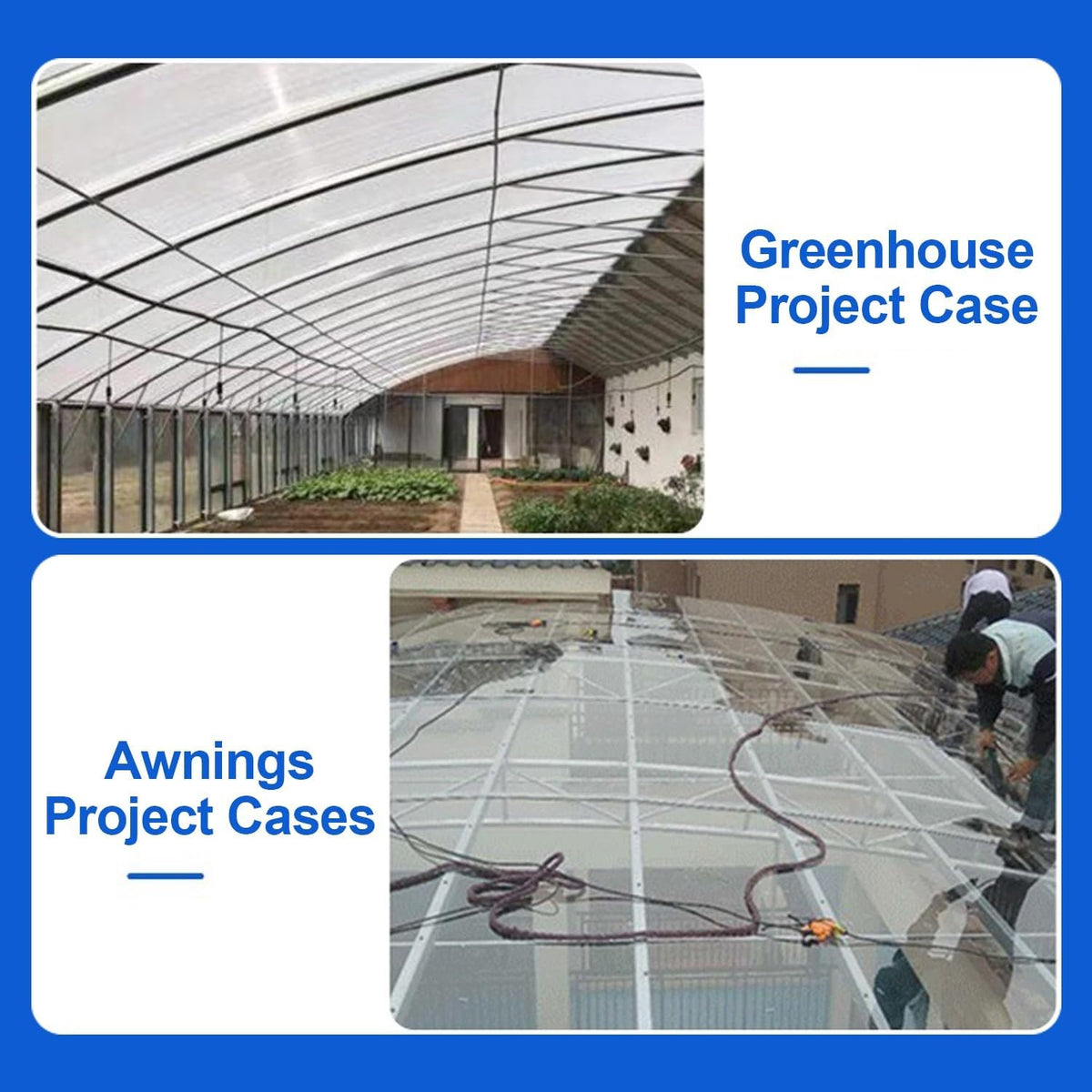 Greenhouse Panels Daylighting Roof Panels Transparent Greenhouse Panel Easy to Bend and Cut for Outdoor Gardens Greenhouses.(Blue,2.62x13.1ft)