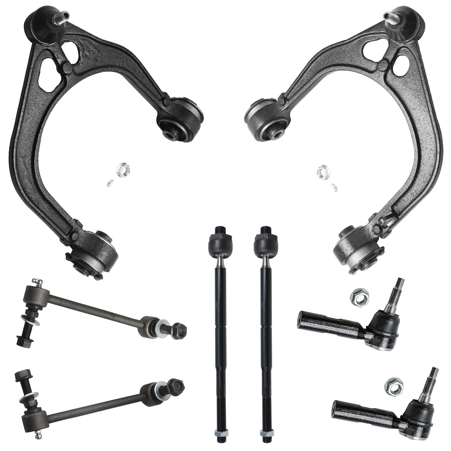 Detroit Axle - RWD Front End Suspension Kit for Chrysler 300 Dodge Challenger Charger Magnum, 2 Upper Control Arms 4 Inner Outer