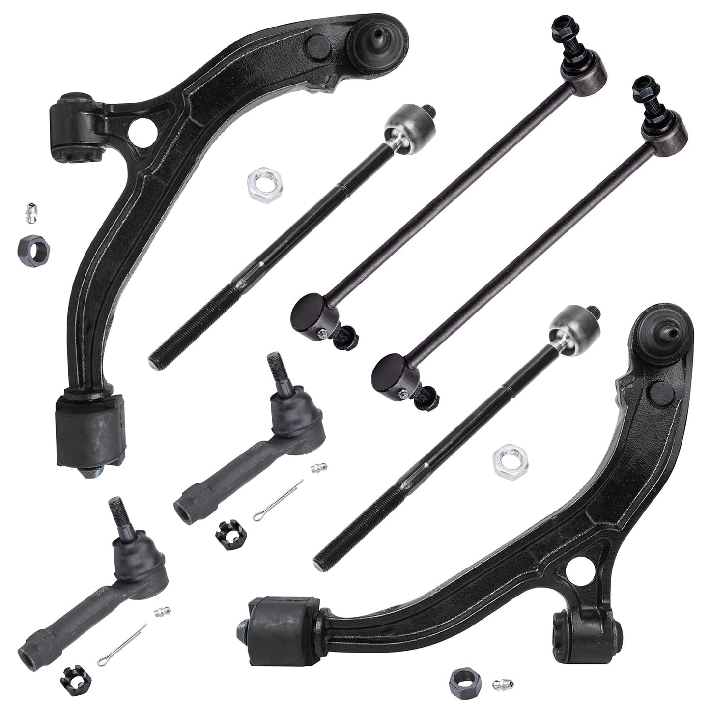 Detroit Axle - Front 8pc Suspension Kit for 2001-2004 Chrysler Town & Country Dodge Grand Caravan, 2001-2003 Voyager, 2 Lower Co