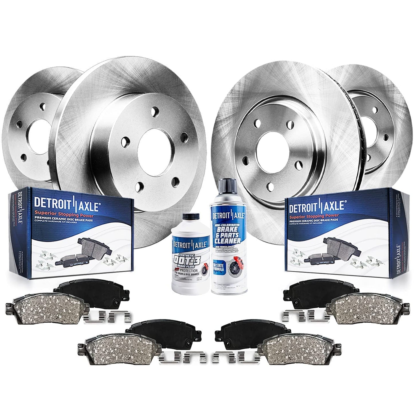 Detroit Axle - Brake Kit for Chevrolet Malibu Cobalt HHR Pontiac G5 G6 Pursuit, Disc Brake Rotors Ceramic Brake Pads Replacement