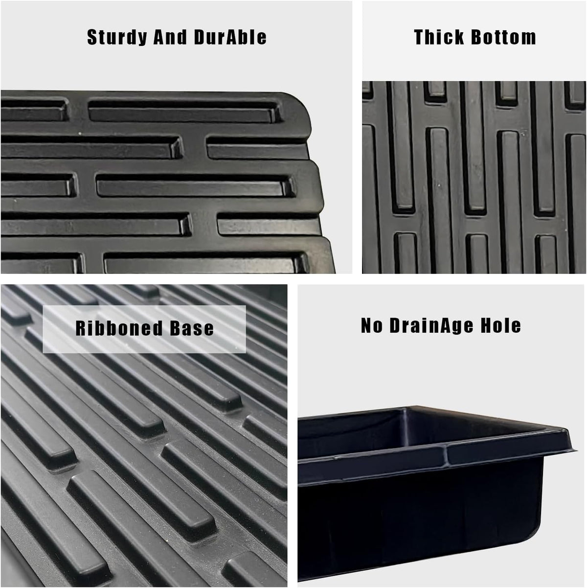 Plant Growing Nursery, Standard 1020 Trays Plastic Sturdy Farmer Self Seedling Tray for Microgreens Indoor Nursery Pots Transplantation (5-Pack, 21.6"×11.2", 2.52" Deep, no Holes)