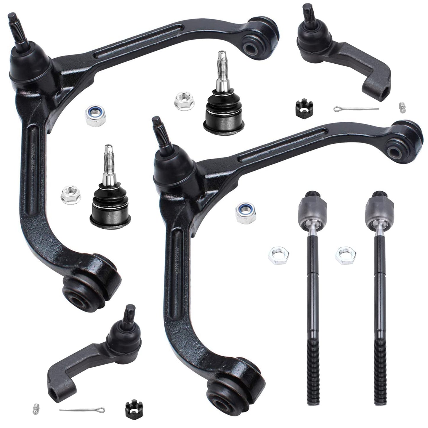 Detroit Axle - 8pc Front End Control Arms Kit for Jeep Liberty 02-04, 2 Lower Ball Joints 2 Upper Control Arms w/Ball Joints 4 T