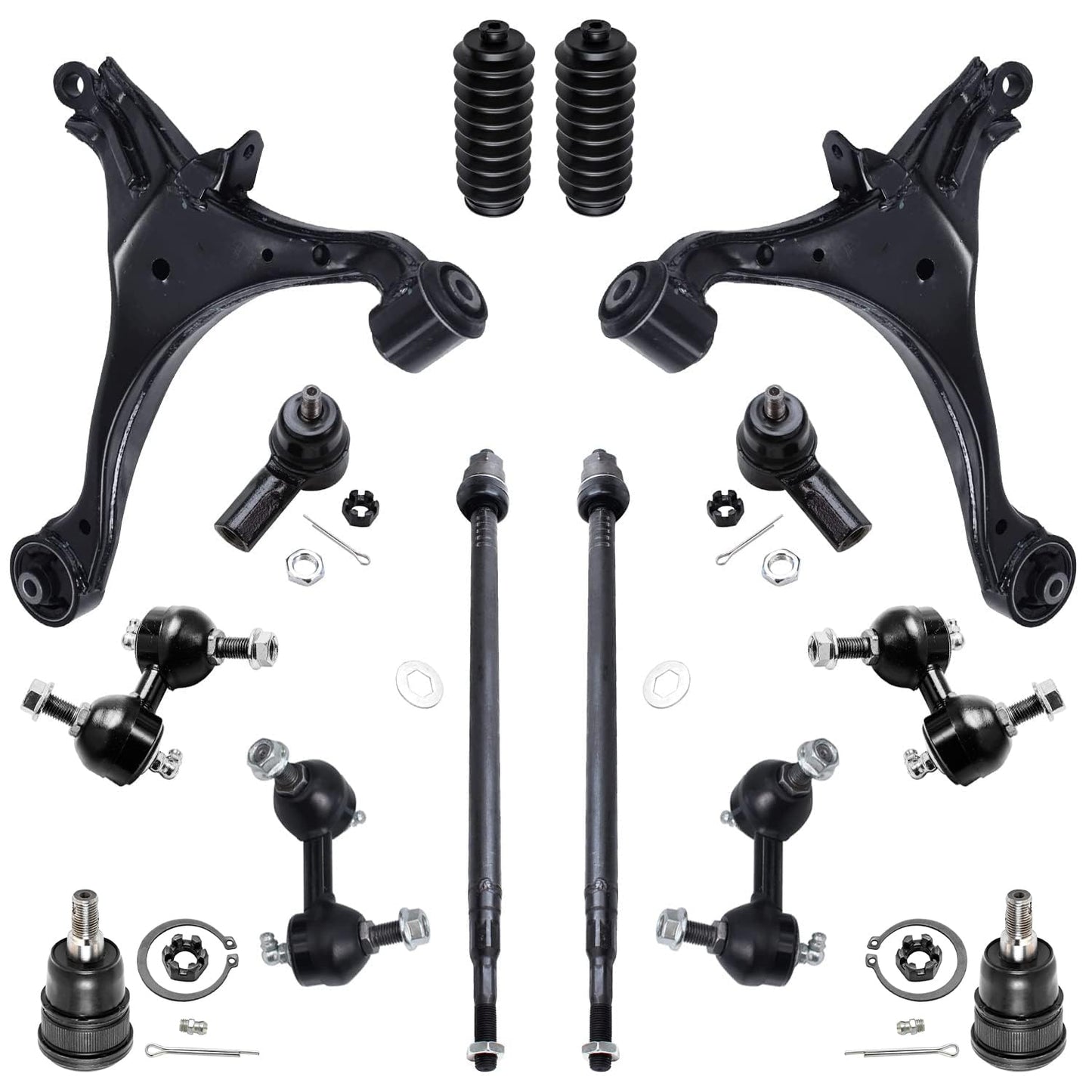 Detroit Axle - Front End 14pc Suspension Kit for 01-05 Honda Civic 2001 2002 2003 2004 2005, 2 Control Arms 2 Ball Joints 4 Fron