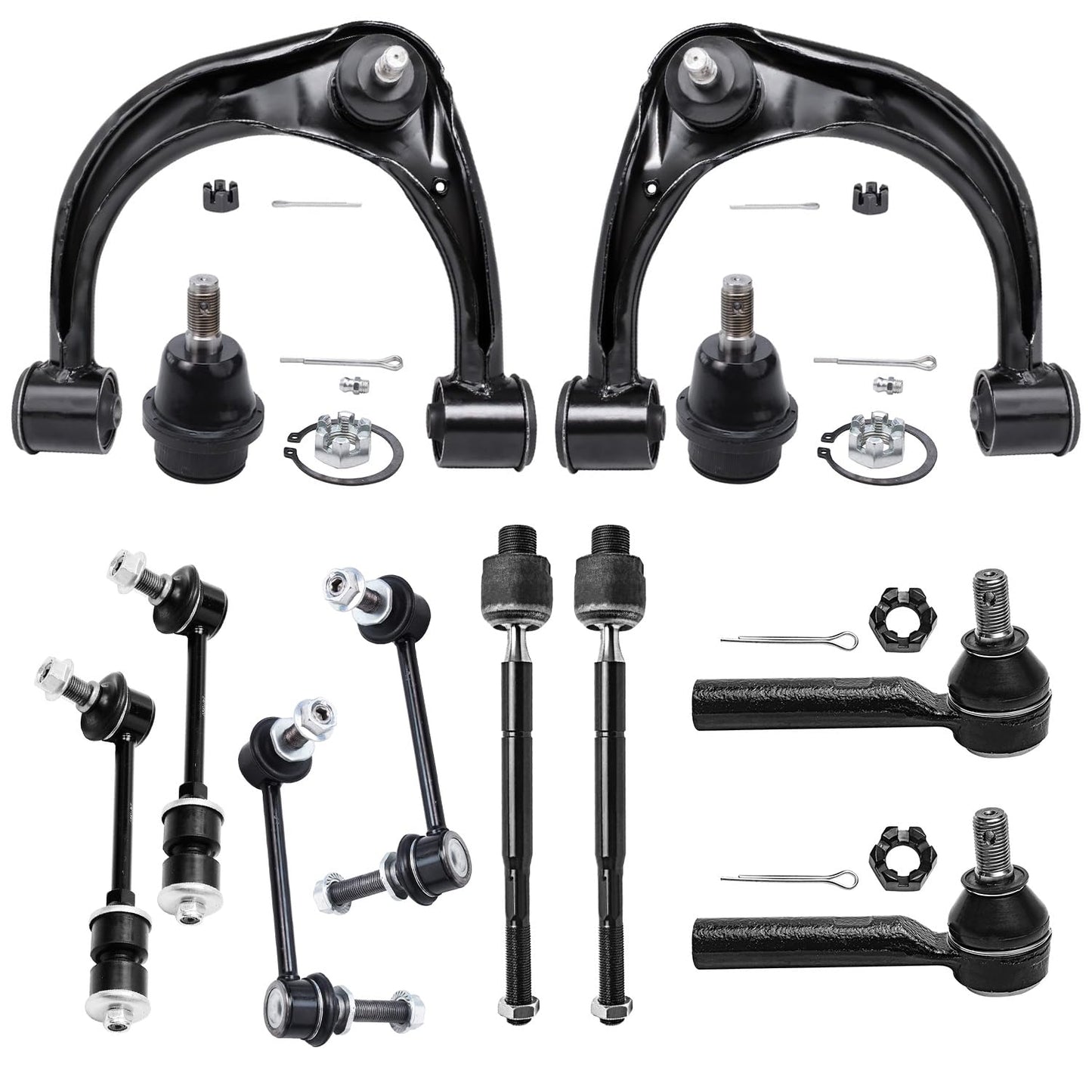 Detroit Axle - Front End 12pc Suspension Kit for 2003-2009 Toyota 4Runner FJ Cruiser Lexus GX470, 2 Upper Control Arms 2 Lower B