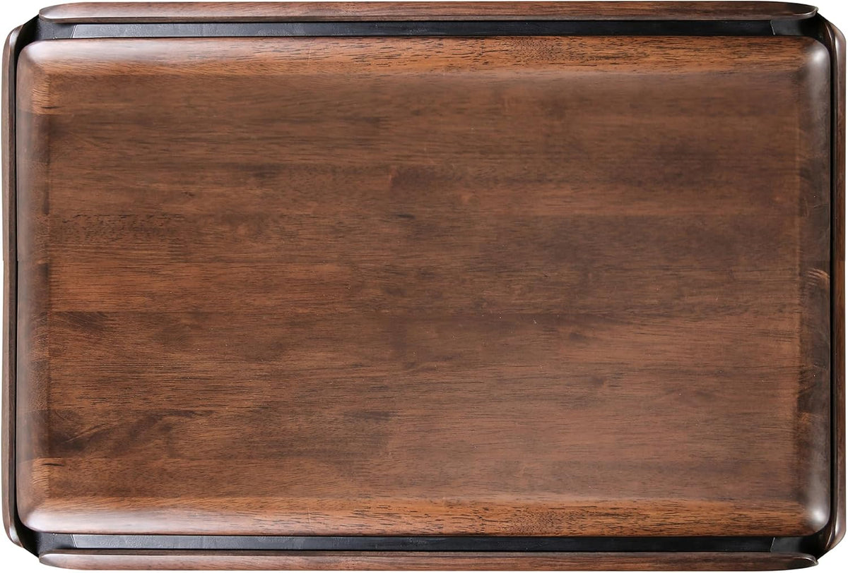 Furniture of America Nazaen Modern 2-Piece Coffee Table Set, Rich Walnut | Solid Wood 48-inch Coffee Table and 25-inch End Table with Drawers and Splayed Legs for Living Room, Home Office