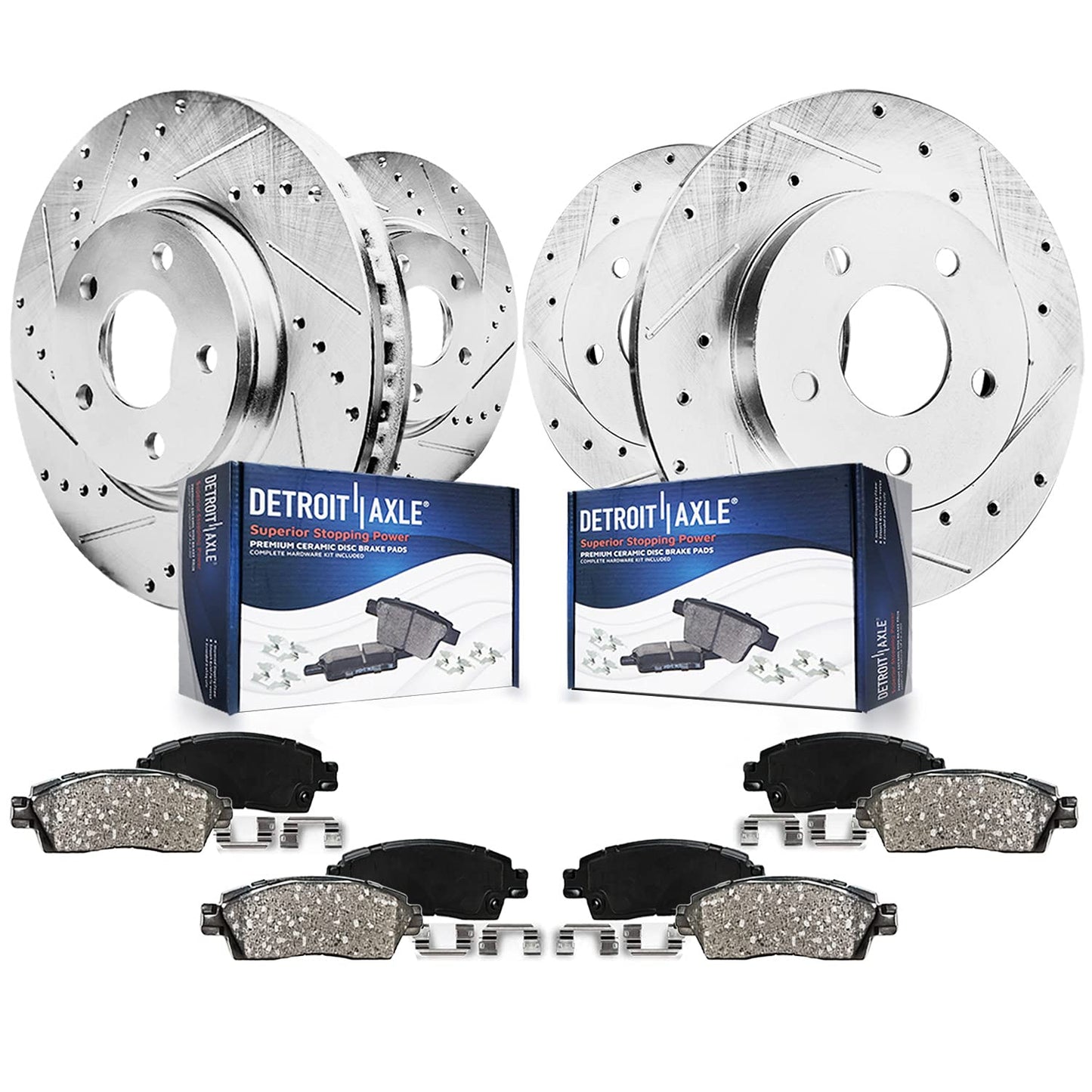 Detroit Axle - Brake Kit for Chrysler 200 Sebring Avenger Compass Patriot Lancer Outlander Drilled & Slotted Brake Rotors Brakes