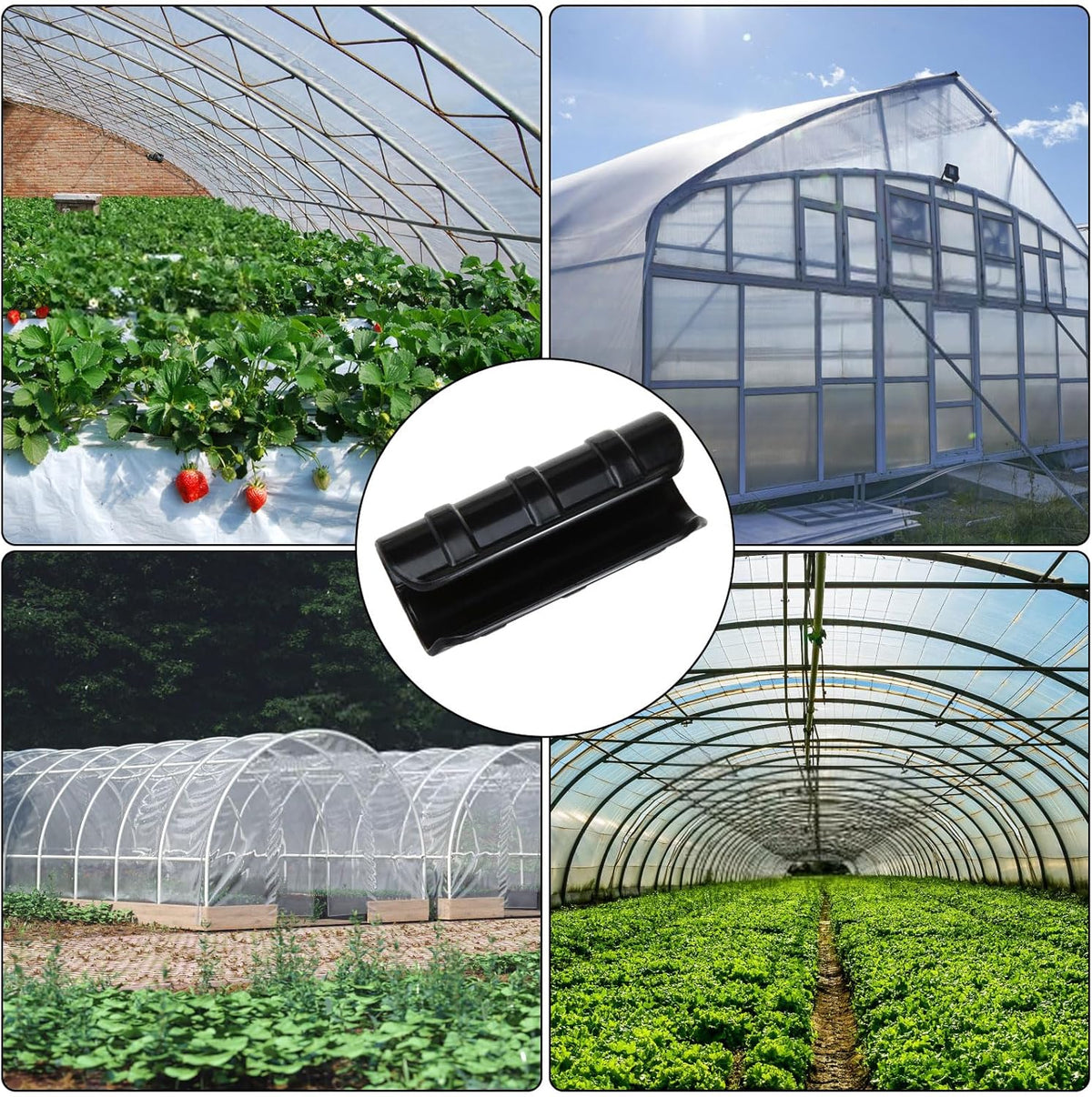 80PCS 1 inch Greenhouse Clips Black Greenhouse Clamps Black Plastic Clamps Garden Buildings Tube Clips for PVC Pipe Greenhouse Films, Sunshade Nets, Shelters, Farming, Gardening