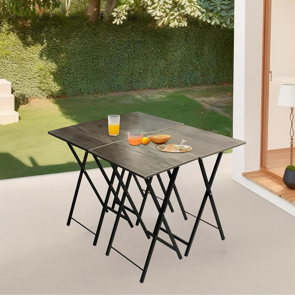 Folding TV Tray Table, Set of 2 Small Table, TV Dinner Table, Snack Tray Table Set, Portable Foldable Desk, Sofa Side Table, TV Tray Table for Couch, Living Room, Small Space