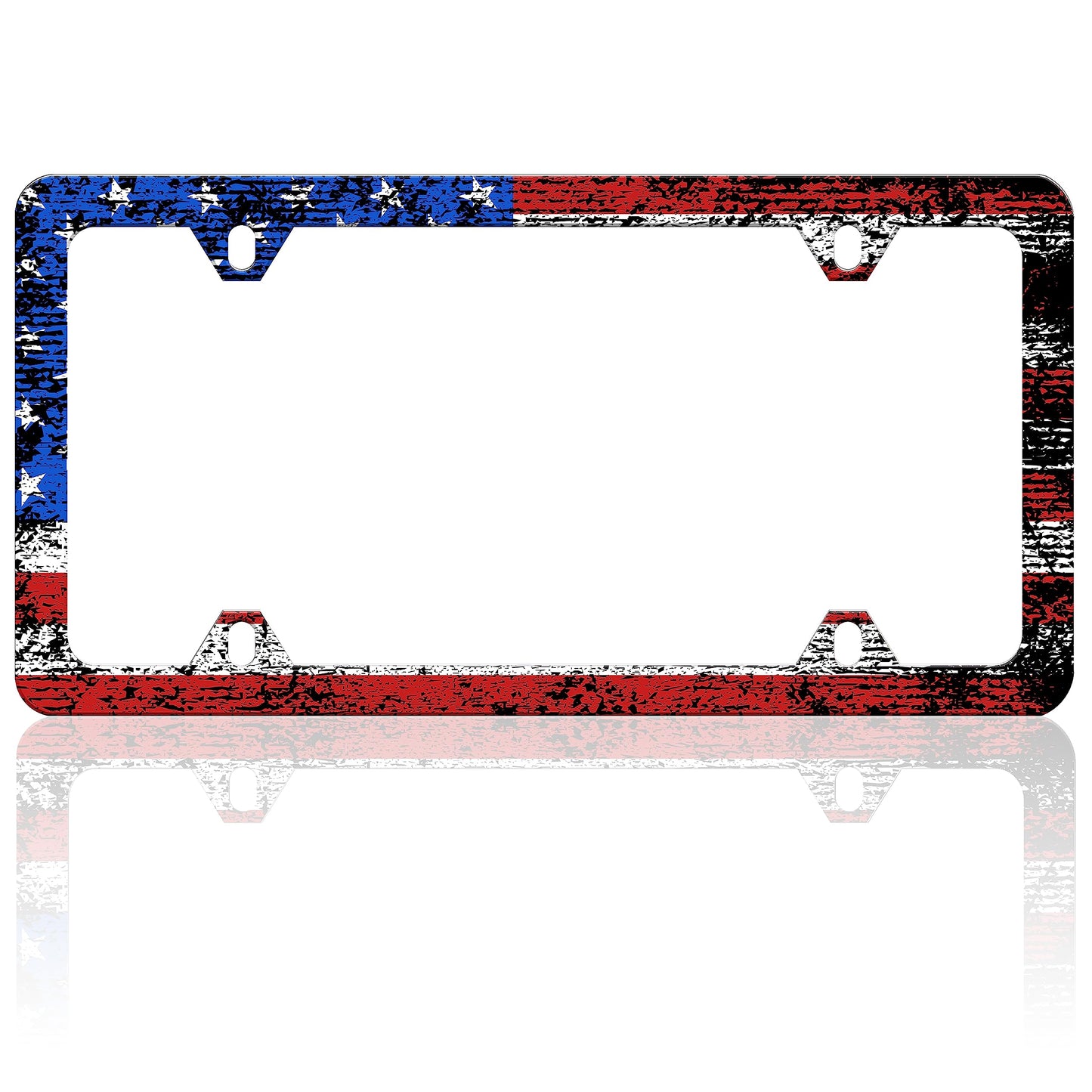 Vintage American Flag License Plate Frame USA Flag License Plate Frames Funny Auto Accessory Bracket Stainless Steel License Pla