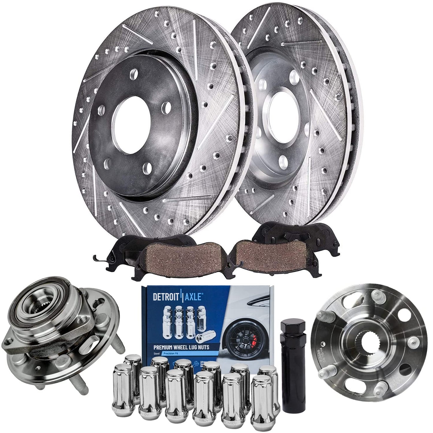 Detroit Axle - Front Wheel Bearing Hubs Brake Kit for Chevy Malibu Impala Equinox GMC Terrain Buick Regal LaCrosse 12.64 inch Br