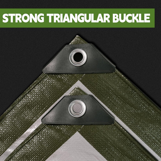 Green/Silver Heavy Duty Waterproof Tarp 10x10FT, 12mil Thick,Multifunctional tarp Whit Tear&Fade Resistant,UV Resistant,with Grommets and Reinforced Edges.