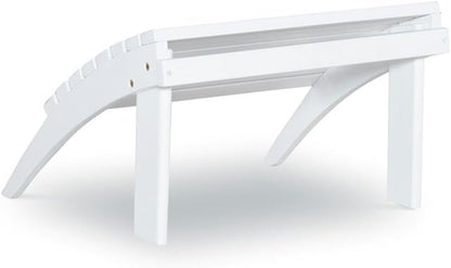 Outdoor Ottoman, Solid Wood and Acacia, White Finish, 21.6" W x 21.06" D x 13.7" H, Sturdy Transitional Patio Footrest, Ideal for Adirondack Chair or Outdoor Furniture Use