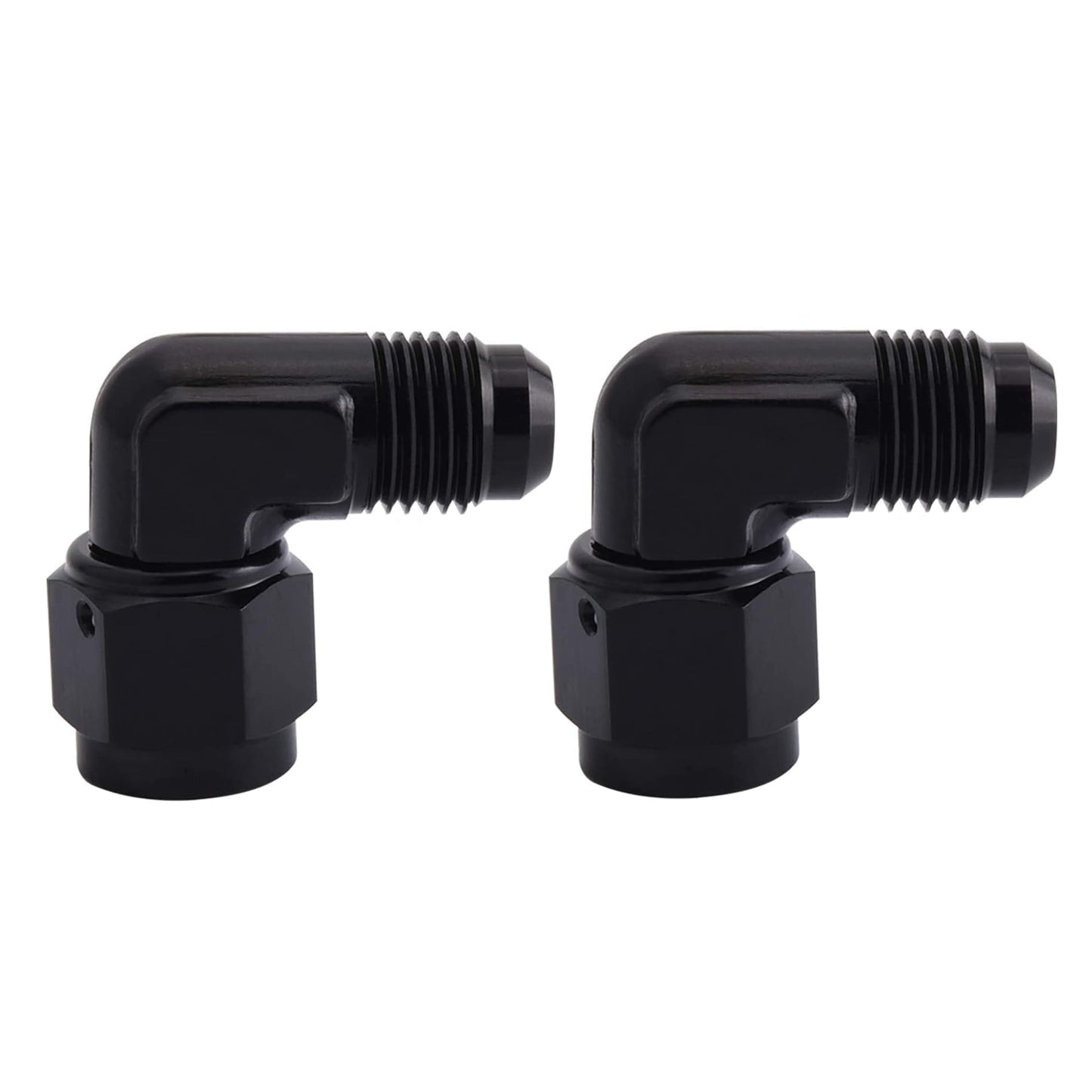 EVIL ENERGY 4AN Female to AN4 Male Flare 90 Degree Swivel Fitting Adapter Aluminum Black 2PCS