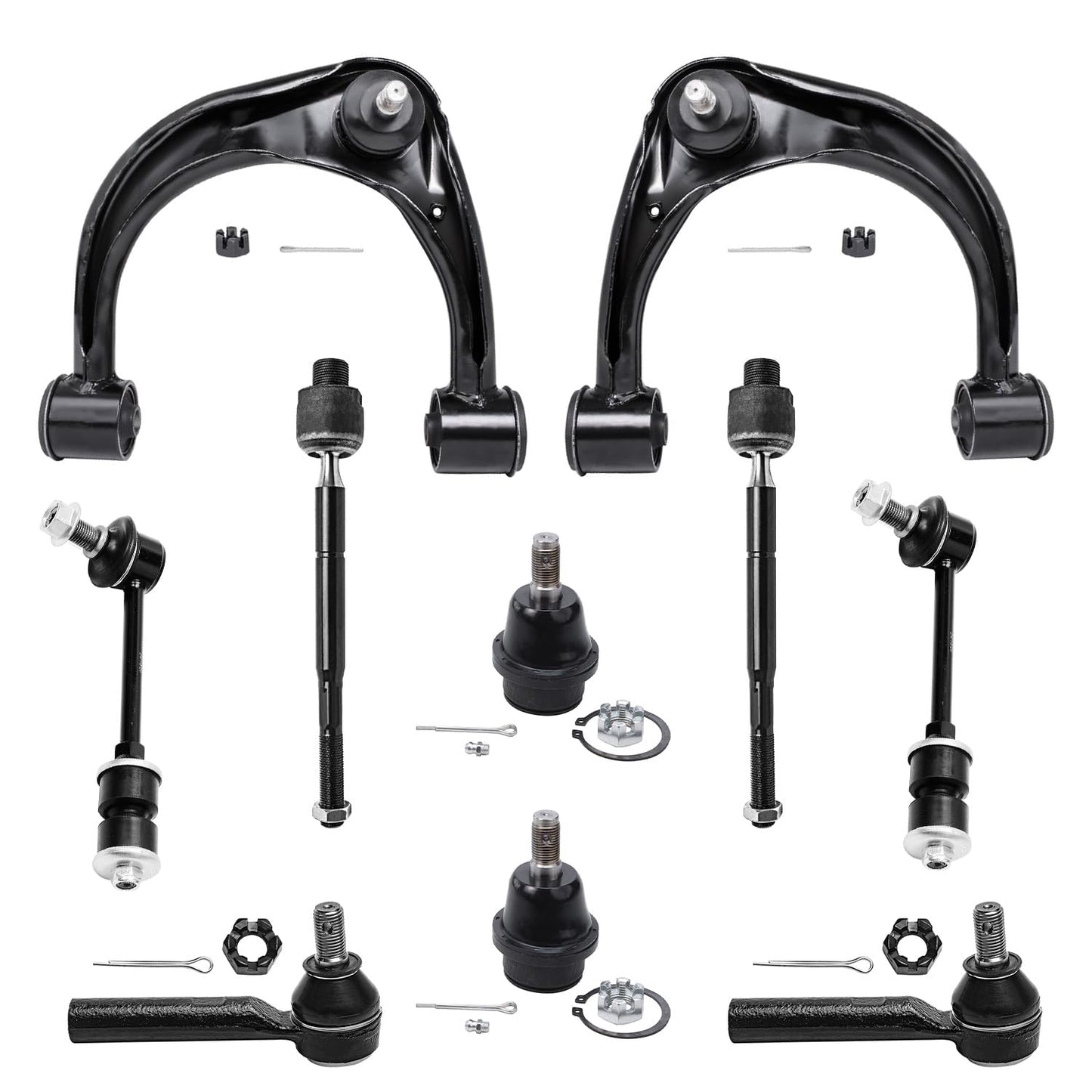 Detroit Axle - 10pc Suspension Kit for 2003-2009 4Runner FJ Cruiser Lexus GX470 2 Front Upper Control Arms w/Ball Joints 2 Lower