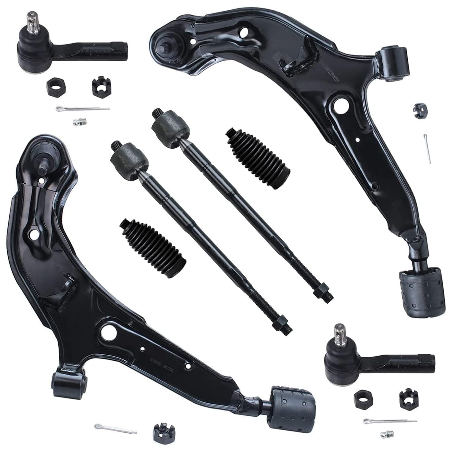 Detroit Axle - 8pc Front End Suspension Kit for 1998-2001 Nissan Altima 2 Lower Control Arms w/Ball Joints 4 Inner & Outer Tie R
