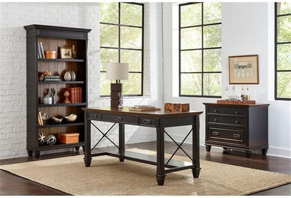 Martin Furniture Hartford Wood Lateral File with Locking Legal/Letter File Drawer Black