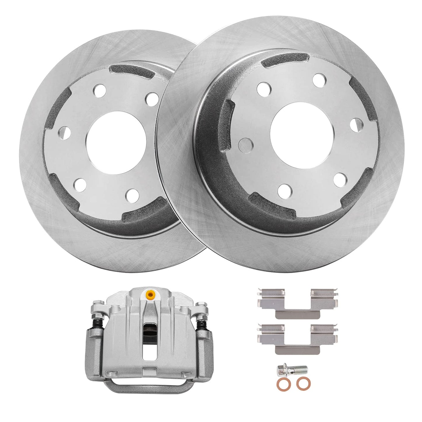 Detroit Axle - Rear Disc Brake Rotors + Right Brake Caliper Replacement for 2003-2006 Chevrolet GMC Silverado Sierra 1500