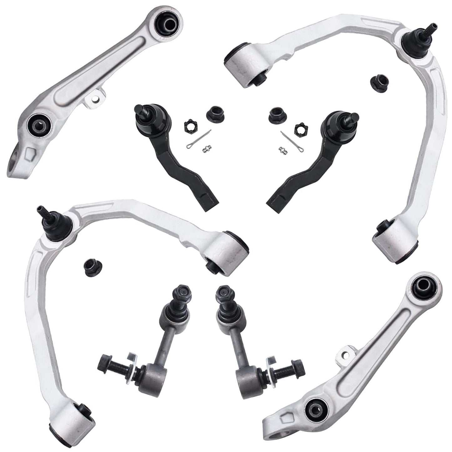 Detroit Axle - RWD Front End 8pc Suspension Kit for 2003-2004 Nissan 350Z Infiniti G35, 4 Lower Forward & Upper Control Arms 2 O