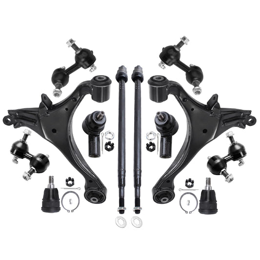 Detroit Axle - 12pc Front End Suspension Kit for 2001-2005 Honda Civic 2 Lower Control Arms 2 Lower Ball Joints 4 Inner & Outer