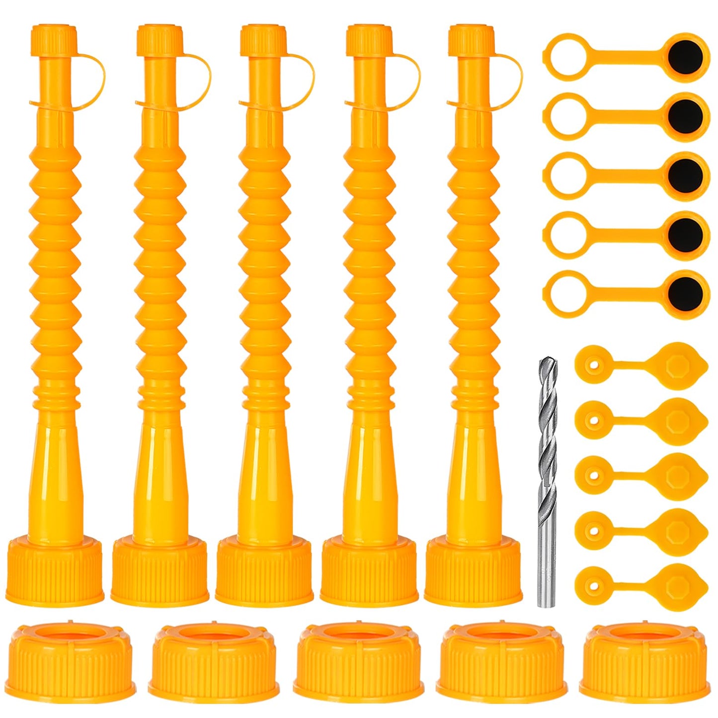 Qilinba Gas Can Spout Replacement 5 Kits, Gas Can Nozzle Replacement Set for most 1/2/5 Gallon Gas Cans, Upgraded Fuel Tank Spou