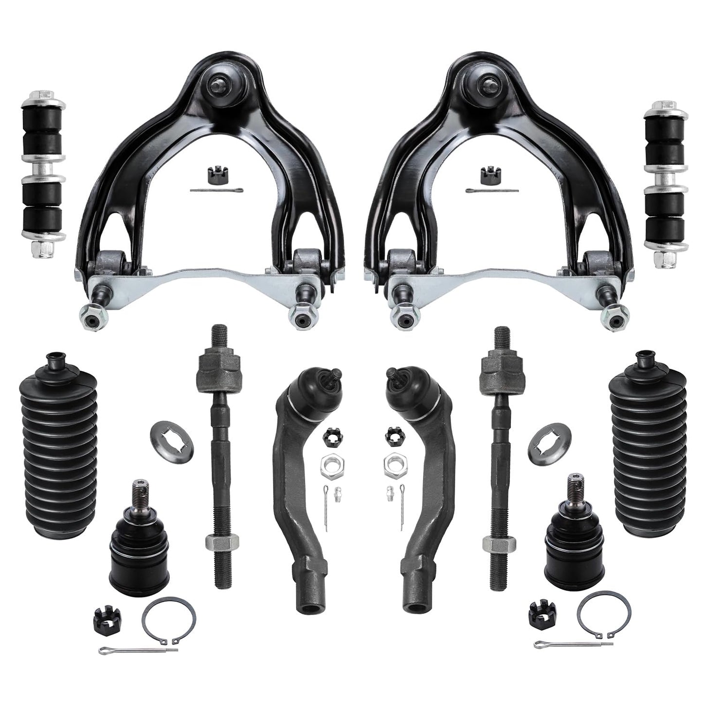 Detroit Axle - Front End 12pc Suspension Kit for Honda Civic Del Sol Acura Integra, 2 Upper Control Arms 2 Lower Ball Joints 4 T