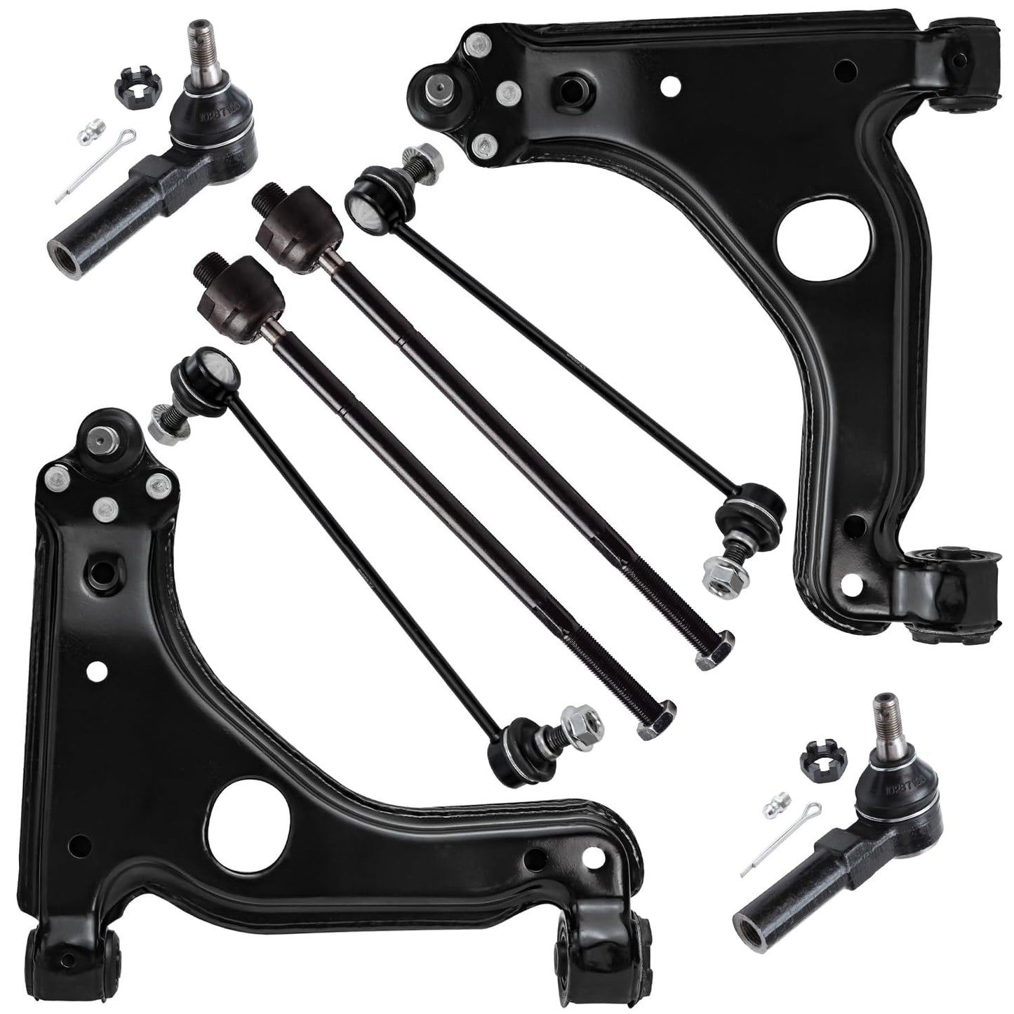 Detroit Axle - 8pc Front End Control Arms Kit for Saturn L100 L200 L300, LS LW Series, 2 Lower Control Arms 4 Tie Rod Ends 2 Swa