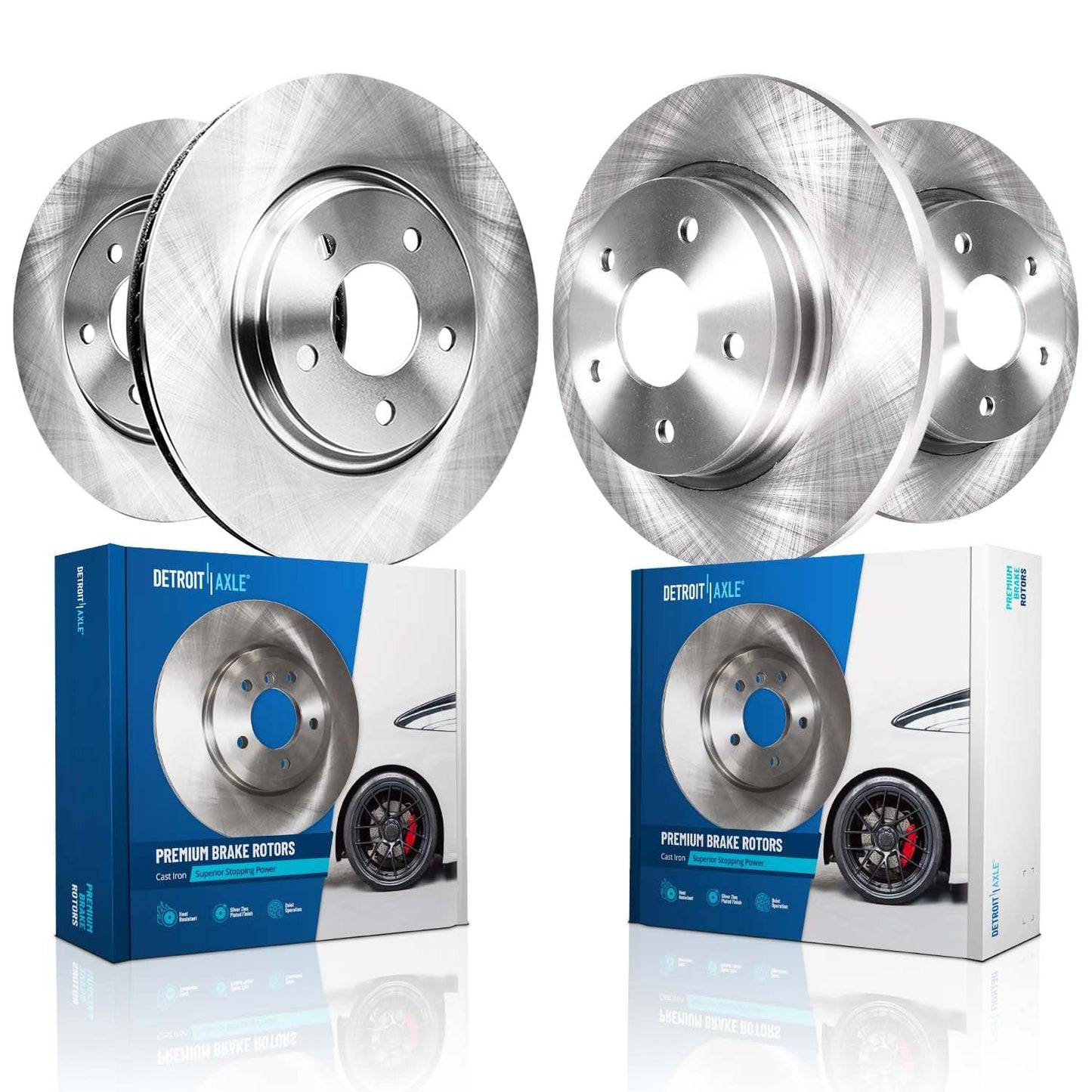 Detroit Axle - 288mm Front and 245mm Rear Disc Brake Rotors Replacement for Audi A4 Quattro VW Passat - 4pc Set