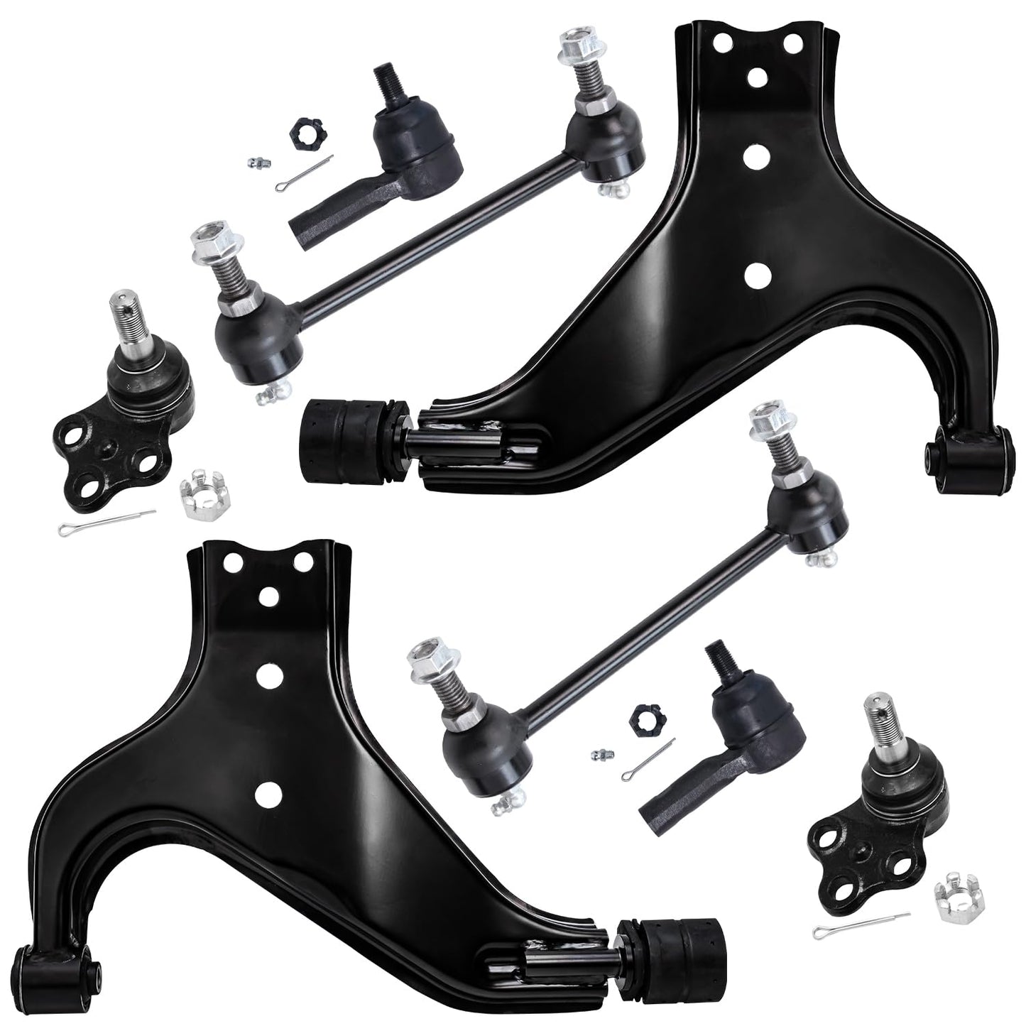 Detroit Axle - 8pc Front End Kit for 96-04 Nissan Pathfinder, 97-03 Infiniti QX4, Lower Control Arms Outer Tie Rod Ends Sway Bar