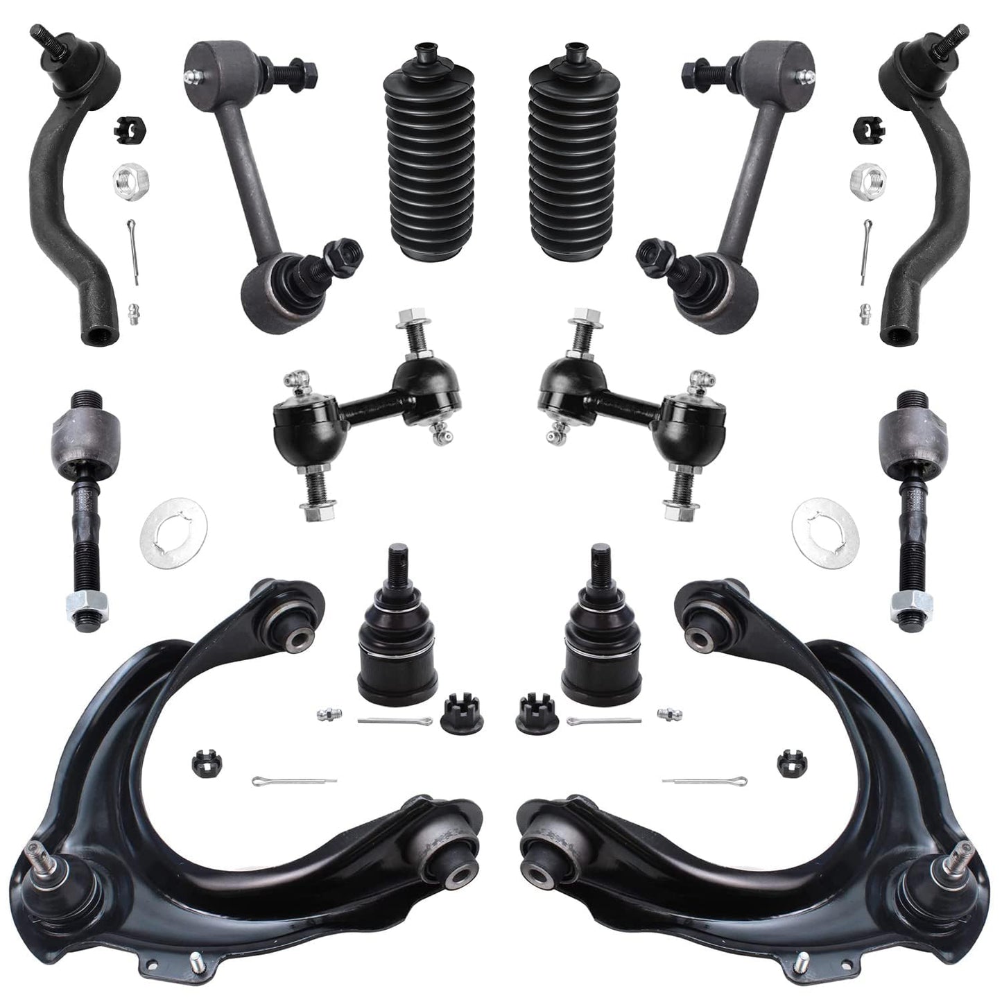 Detroit Axle - 14pc Front End Suspension Kit for 04-08 Acura TSX, 03-07 Honda Accord, Upper Control Arms Tie Rods Lower Ball Joi