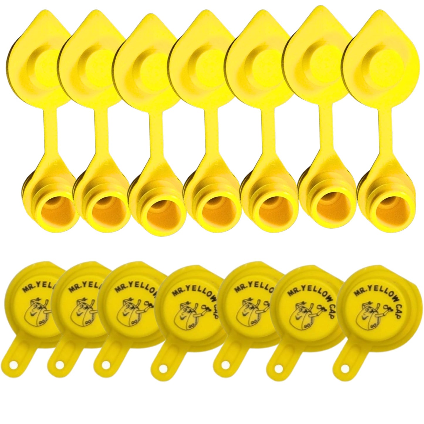 7pcs Yellow Gas Can Vent Caps & 7pcs Gas Can Caps - Can Vents For Plastic Cans & Metal Fuel Jugs, 5 Gallon Can Air Vent Kit