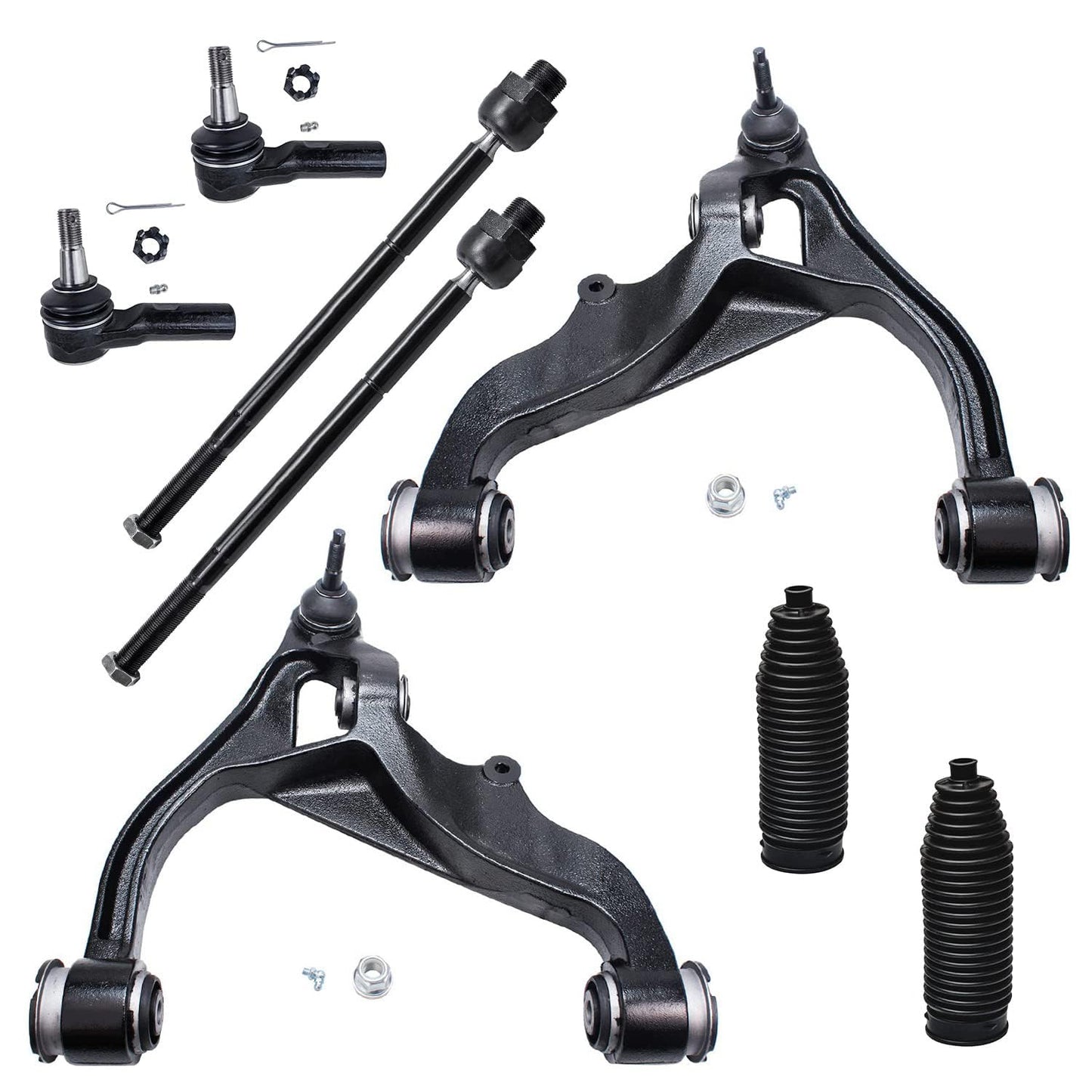 Detroit Axle - 4WD Front End Suspension Kit for 2006-2012 Dodge Ram 1500 [5 Lug] 2 Lower Control Arms w/Ball Joints 4 Inner & Ou