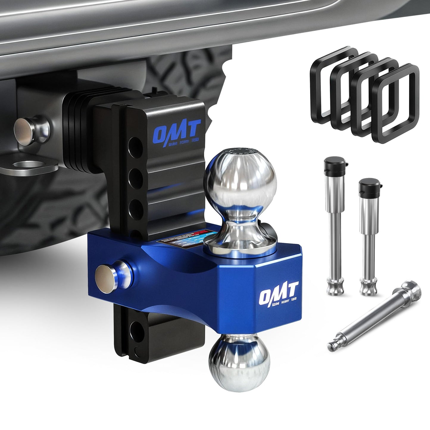 Orion Motor Tech Adjustable Trailer Hitch, Fits 2 in Receiver 6 in Drop & Rise Hitch, 12500 LBS GTW, Class 3, 4 Hitch, Heavy Dut