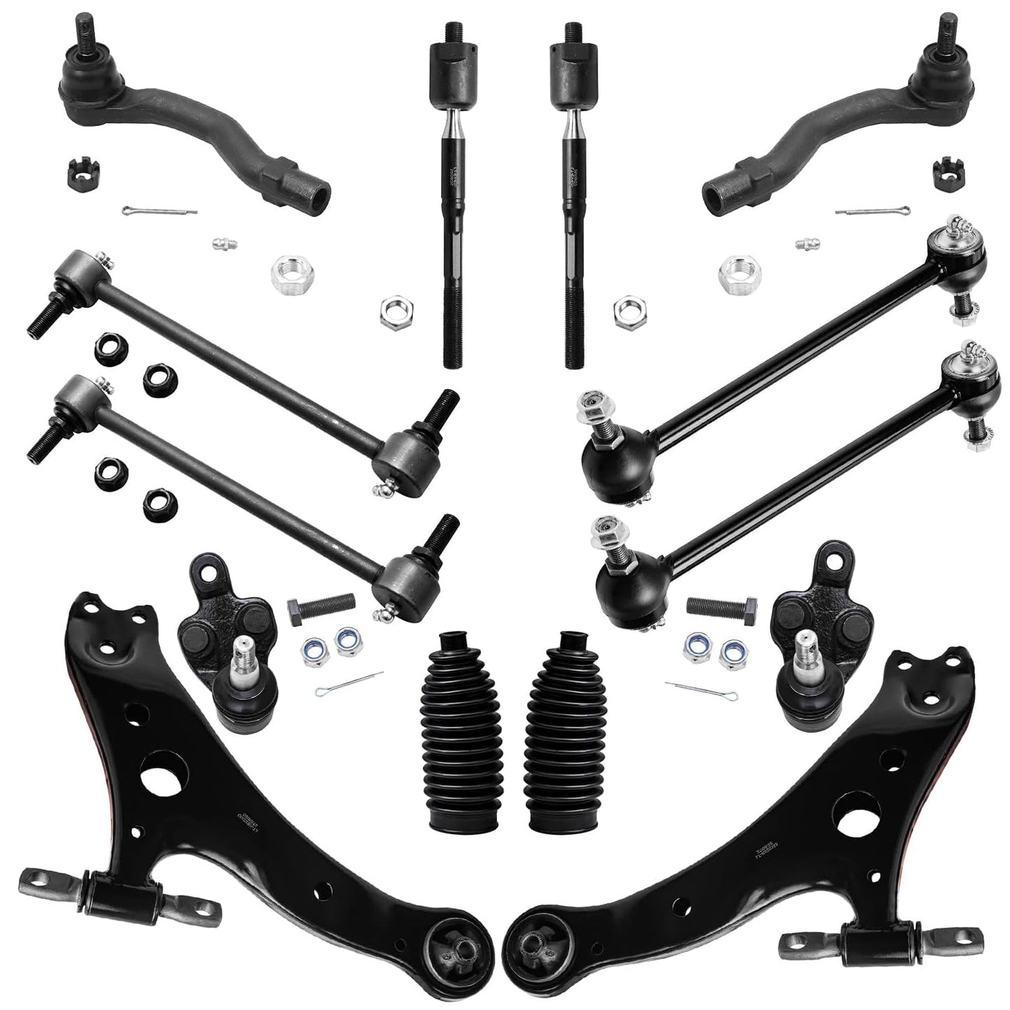 Detroit Axle - Front End 14pc Suspension Kit for 2002-2003 Toyota Camry Lexus ES300 2 Lower Control Arms 2 Ball Joints 4 Outer &