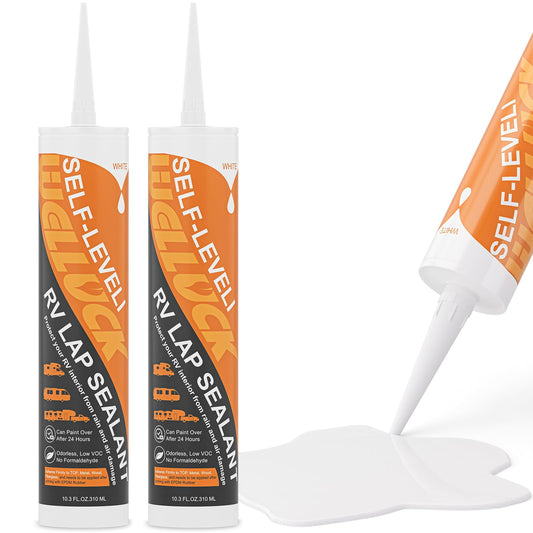 WELLUCK 2PC Self Leveling RV Roof Sealant Lap for RV Roofs, White Flexible Repair Caulking Rubber Epdm Sealant for Camper Motorh