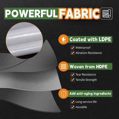 12 Mil Heavy Duty White Tarps 7' X 12', Extra Thick,Durable,Waterproof, UV Resistant, Weatherproof Poly Tarp,with Metal Grommets and Reinforced Edge (Finished Size)-by Raindeway