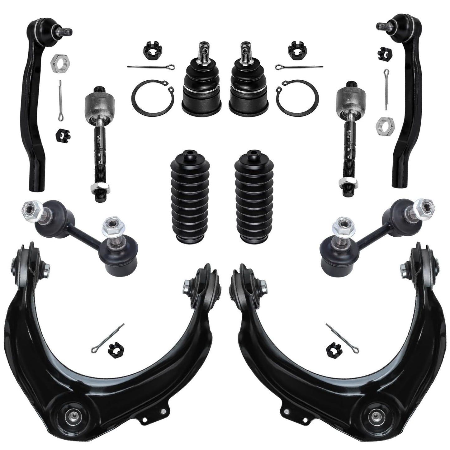 Detroit Axle - 12pc Front End Kit for 1998-2002 Honda Accord 1999-2003 TL 2001-2003 CL 2 Upper Control Arms w/Ball Joints 2 Lowe