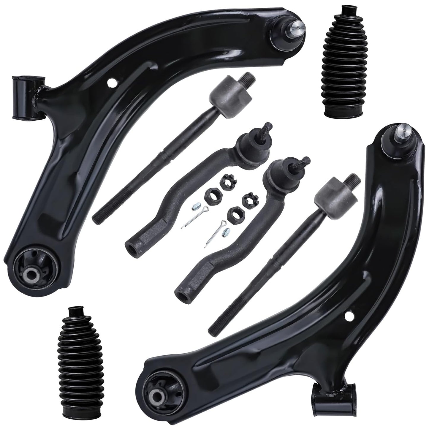 Detroit Axle - 8pc Front End Control Arms Kit for 2009-2014 Nissan Cube, 2007-12 Versa, 2 Lower Control Arms w/Ball Joints 4 Inn